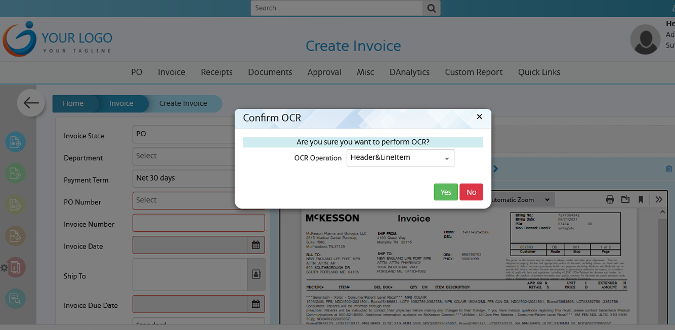Automatic Invoice Capture OCR