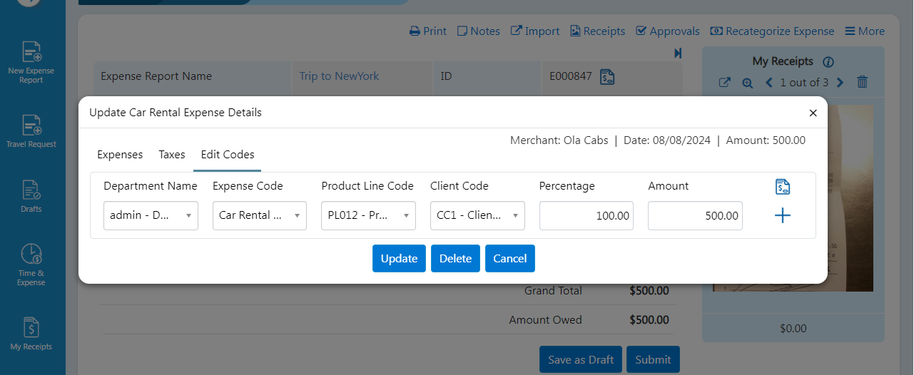 SutiExpense Cost Center