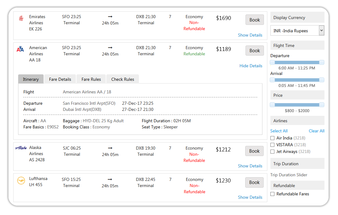SutiExpense Itineraries
