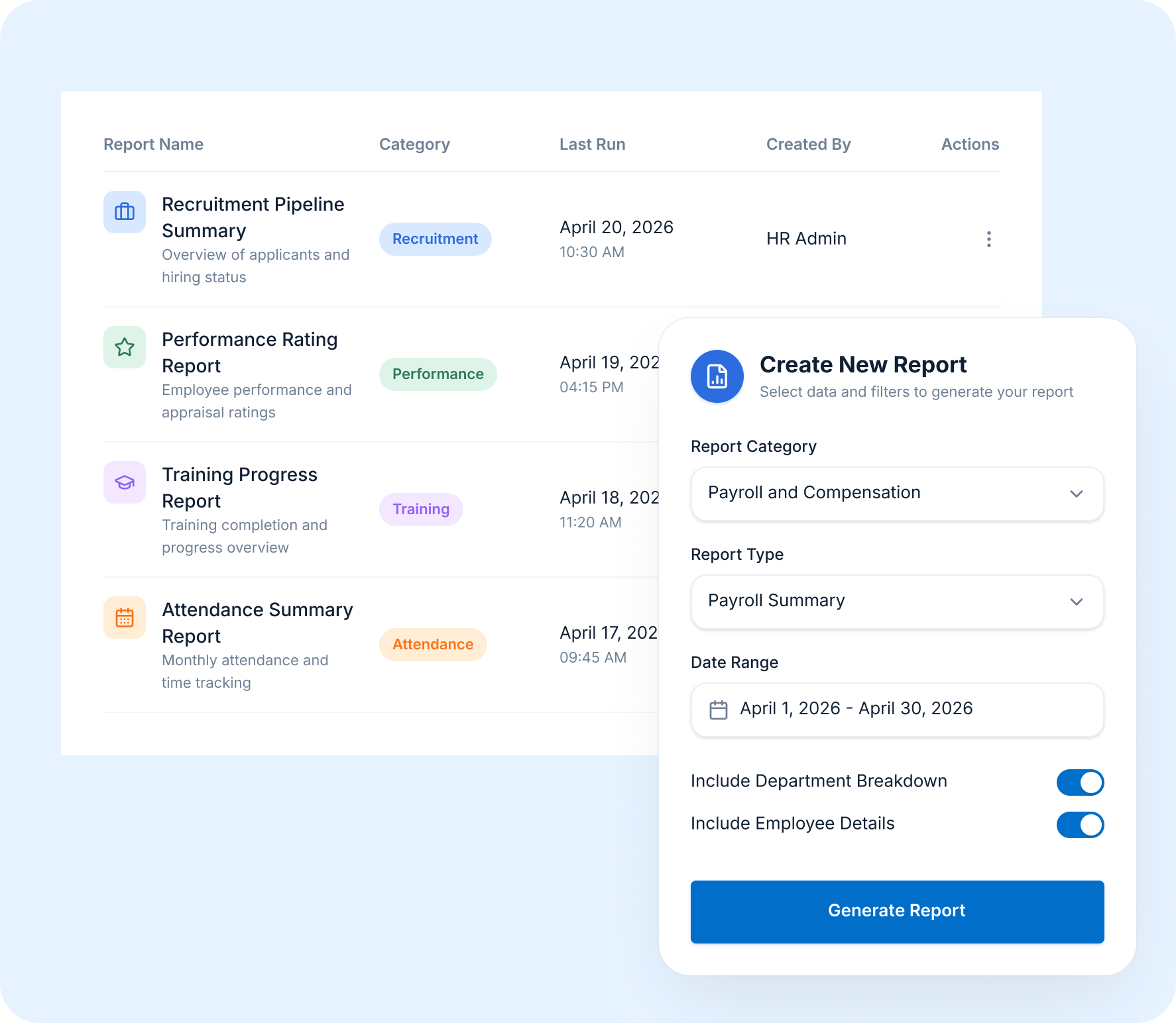 Powerful Reports Across All HR Functions