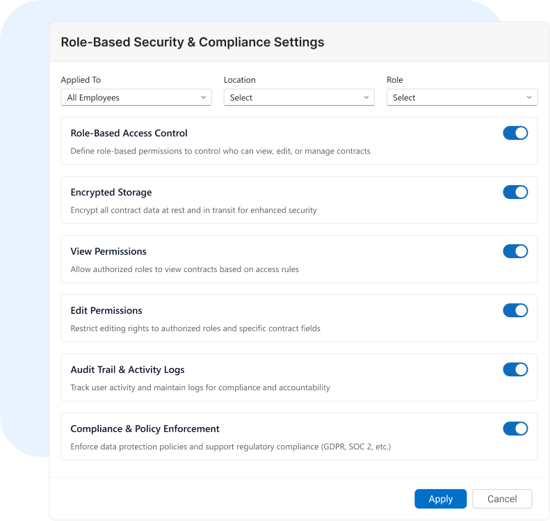 Role-Based Security & Compliance Settings