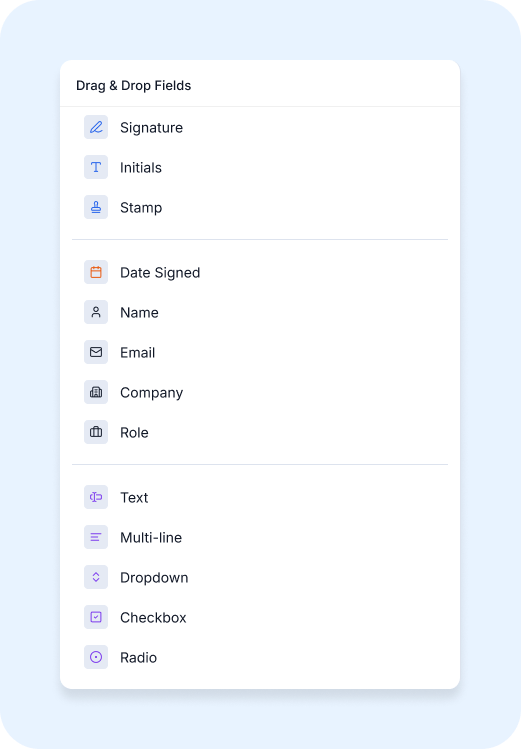 Predefined Fields and Signing Order