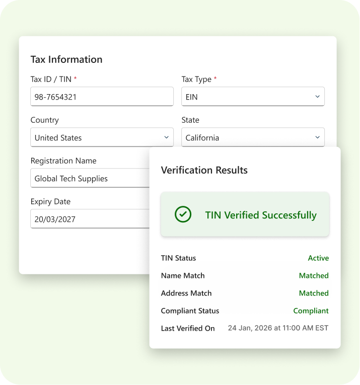 Supplier Tax Information Verification