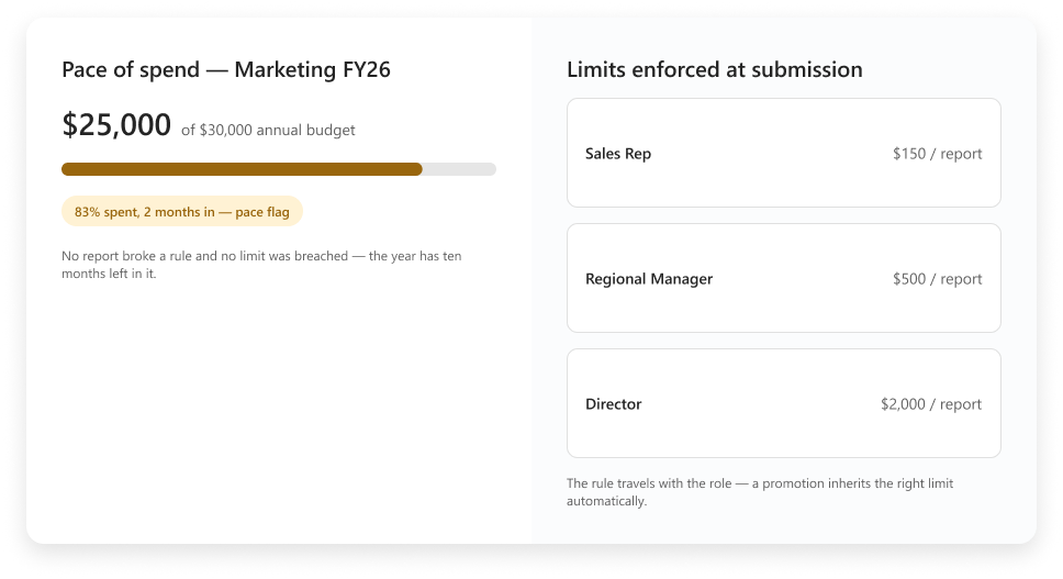 SutiExpense budget controls and real-time spending limits